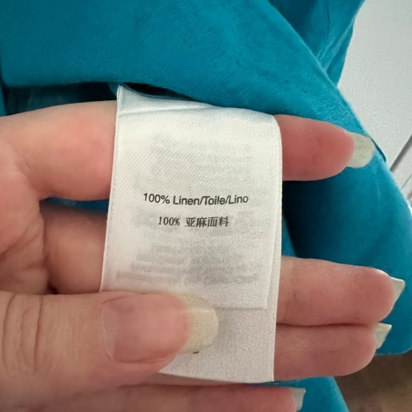 DKNY Teal Blue 100% Linen Blazer size 8 - Picture 6 of 7